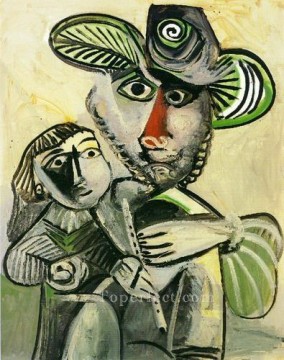 Pablo Picasso Painting - Man with the flute and child Paternit 1971 Pablo Picasso